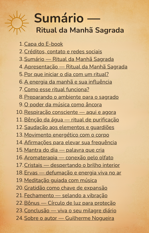 Sumário do e-book Ritual da Manhã Sagrada Sumário do e-book Ritual da Manhã Sagrada
